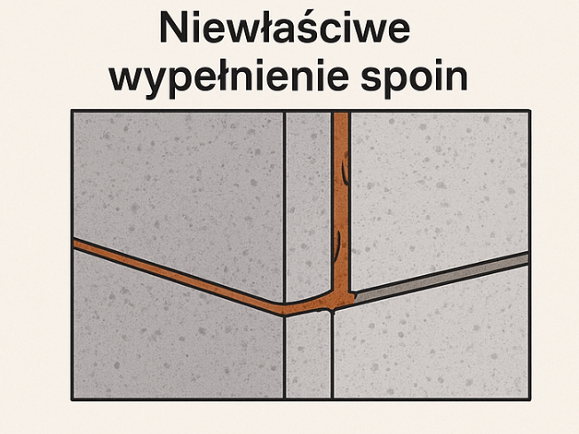 błędy w montażu kamienia naturalnego - niewłaściwe wypełnienie spoin