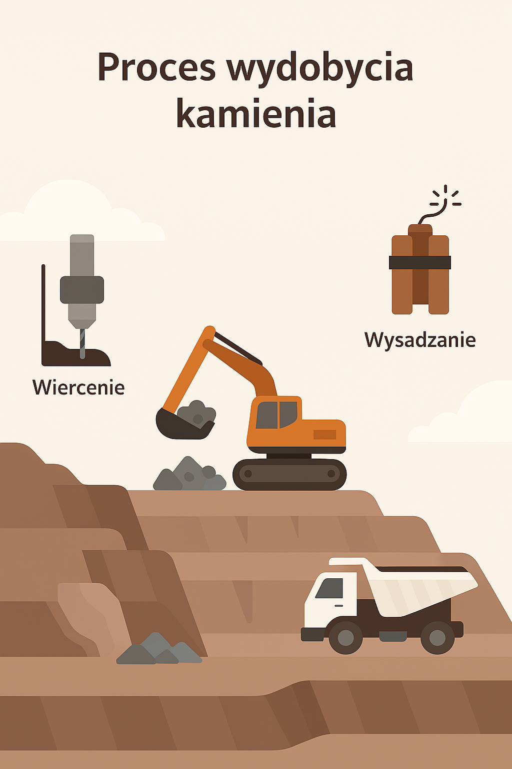 proces wydobycia kamienia